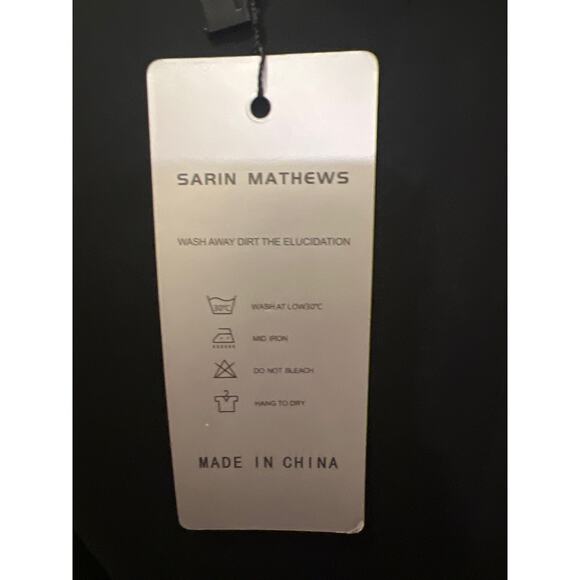 Sarin Mathews Deep V Neck Ruched Bodycon Long Sleeve Mini Dress Black NWT Size M - Picture 8 of 8